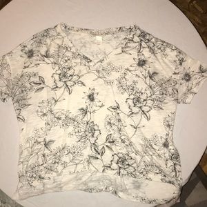 Flowy Monochrome Floral Blouse